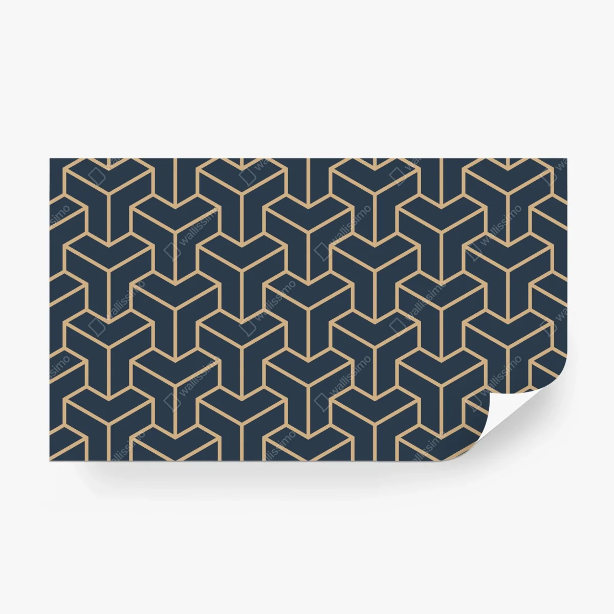 Papier peint motif géométrique bleu marine et doré en 3d – Wallnifity®