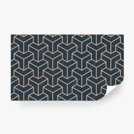 Papier peint motif géométrique bleu marine et doré en 3d – Wallnifity®