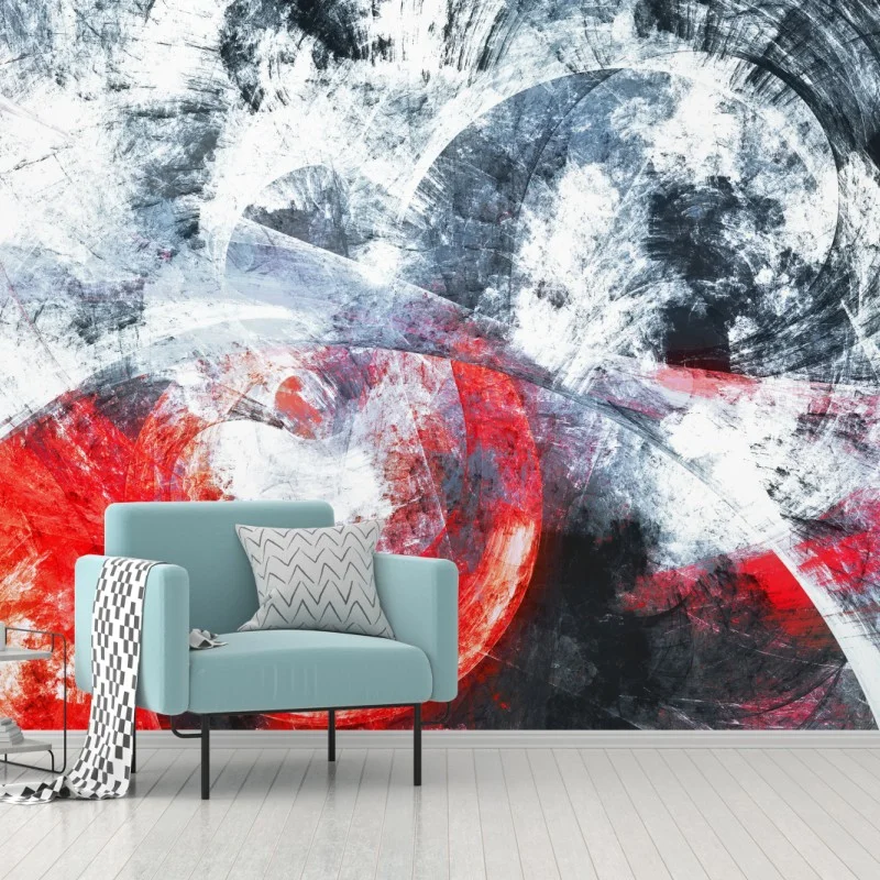 Papier peint vortex fractal rouge et blanc – Wallnifity® Papier peint vortex fractal rouge et blanc – Wallnifity®