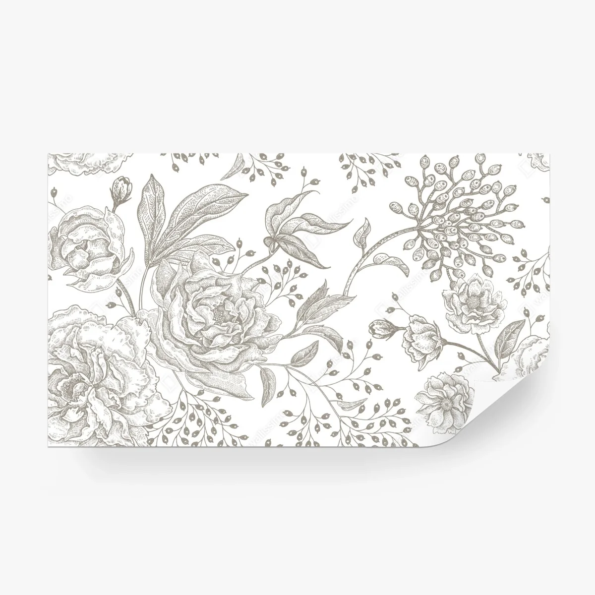 Papier peint fleurs vintage en lignes délicates – Wallnifity® Papier peint fleurs vintage en lignes délicates – Wallnifity®