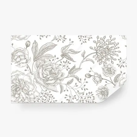 Papier peint fleurs vintage en lignes délicates – Wallnifity®