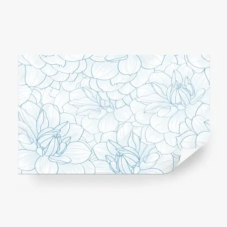 Papier peint motif floral délicat en esquisse bleue – Wallnifity®