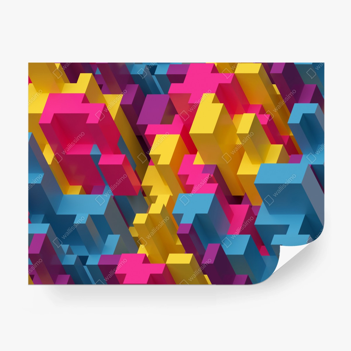 Papier peint motif voxel coloré abstrait – Wallnifity®