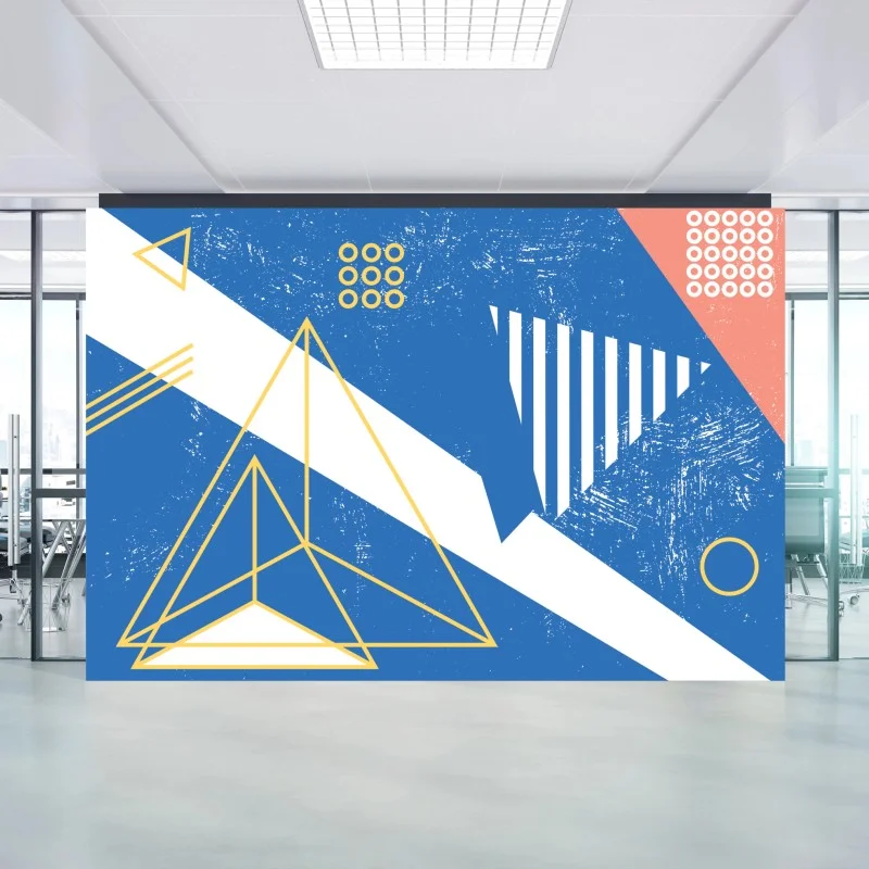 Papier peint composition géométrique bleue et jaune – Wallnifity® Papier peint composition géométrique bleue et jaune – Wallnifity®