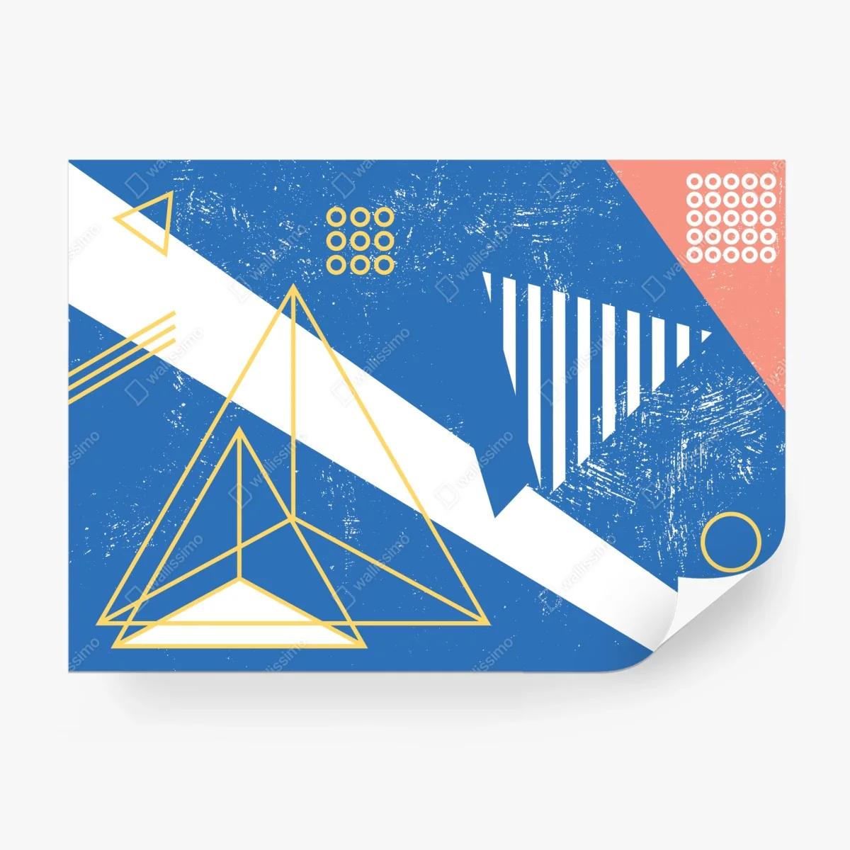 Papier peint composition géométrique bleue et jaune – Wallnifity® Papier peint composition géométrique bleue et jaune – Wallnifity®