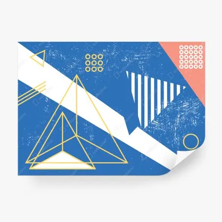 Papier peint composition géométrique bleue et jaune – Wallnifity®