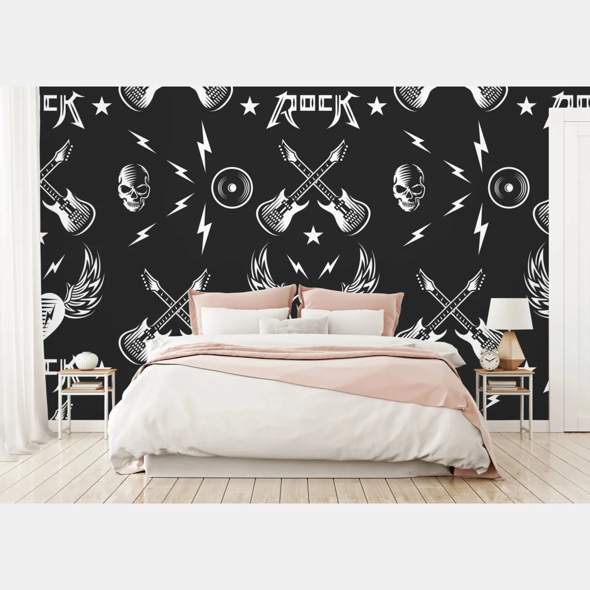 Papier peint motif rock vintage noir et blanc – Wallnifity® Papier peint motif rock vintage noir et blanc – Wallnifity®