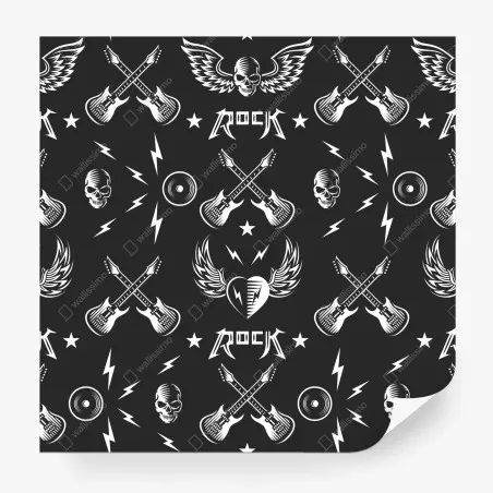 Papier peint motif rock vintage noir et blanc – Wallnifity®