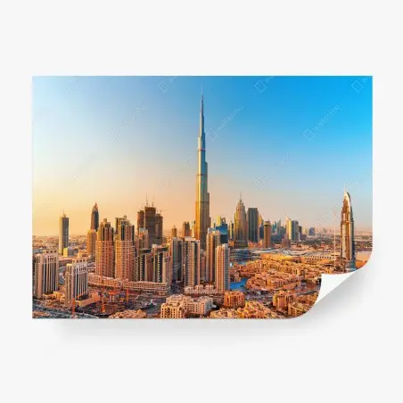 Papier peint paysage urbain de Dubaï au coucher de soleil – Wallnifity®