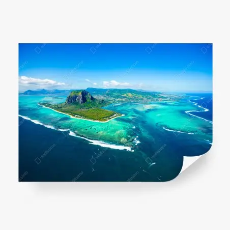 Papier peint panorama aérien du Morne Brabant et lagon turquoise – Wallnifity®