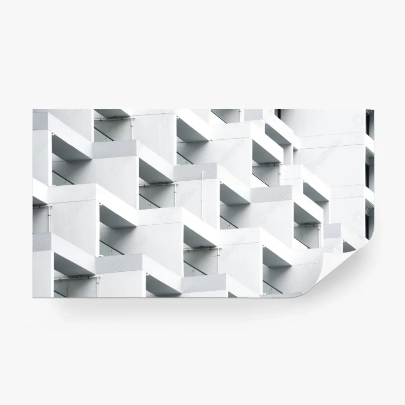 Papier peint façade géométrique en béton blanc – Wallnifity® Papier peint façade géométrique en béton blanc – Wallnifity®