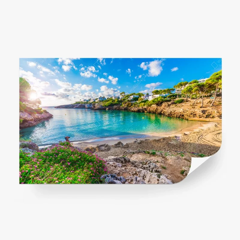 Papier peint baie tranquille de Cala Esmeralda, Majorque – Wallnifity® Papier peint baie tranquille de Cala Esmeralda, Majorque – Wallnifity®