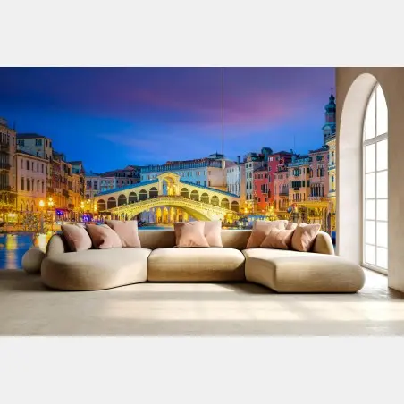 Papier peint crépuscule sur le pont de Rialto à Venise – Wallnifity®