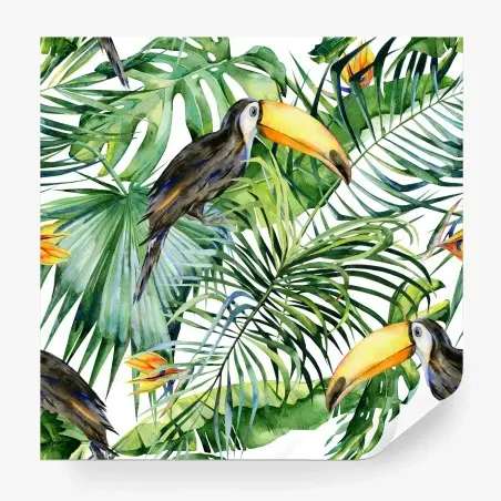 Papier peint toucans et feuillages tropicaux – Wallnifity®