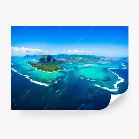 Papier peint vue aérienne sur Le Morne Brabant, Île Maurice – Wallnifity®
