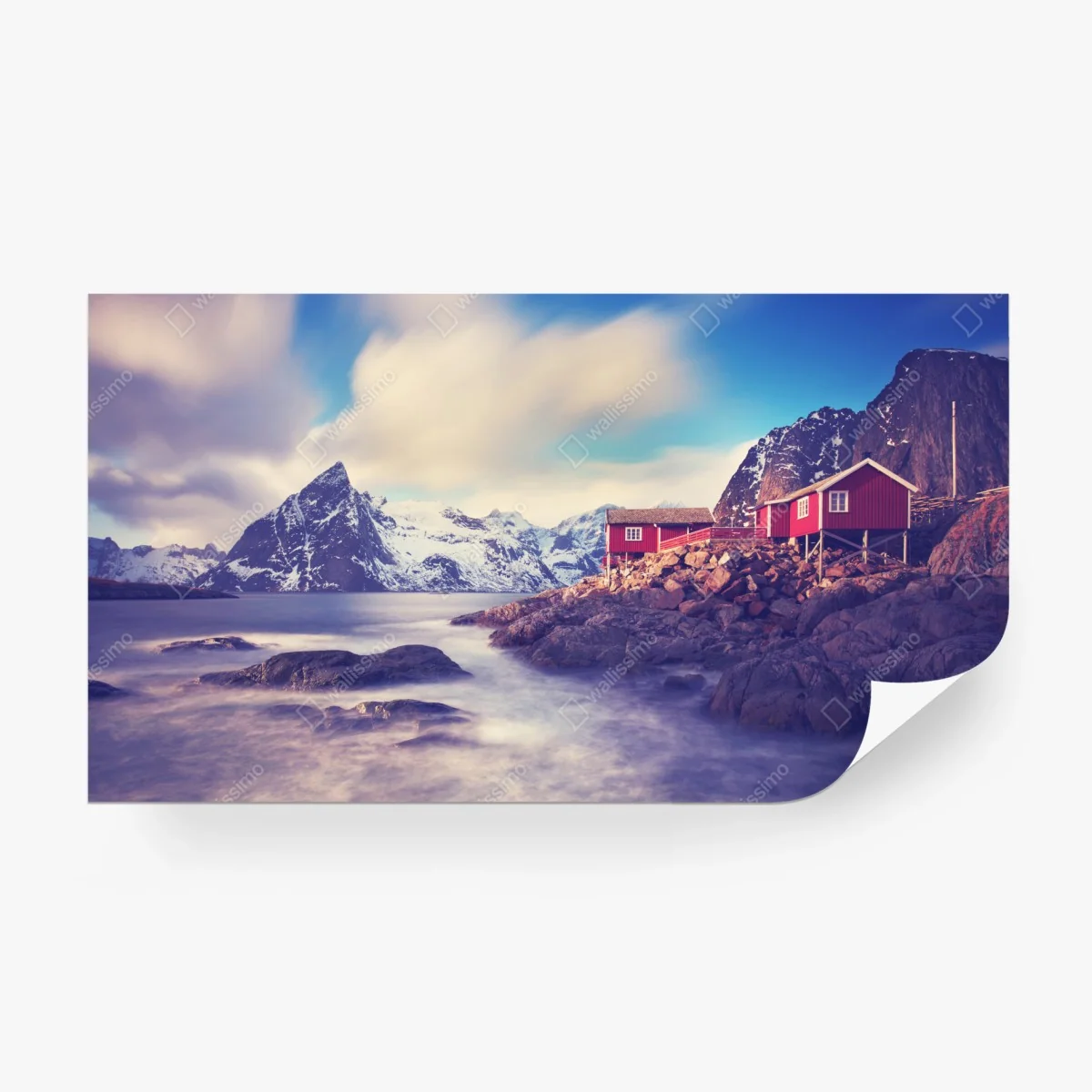 Papier peint maisons rouges au bord du fjord sous les montagnes enneigées – Wallnifity® Papier peint maisons rouges au bord du fjord sous les montagnes enneigées – Wallnifity®