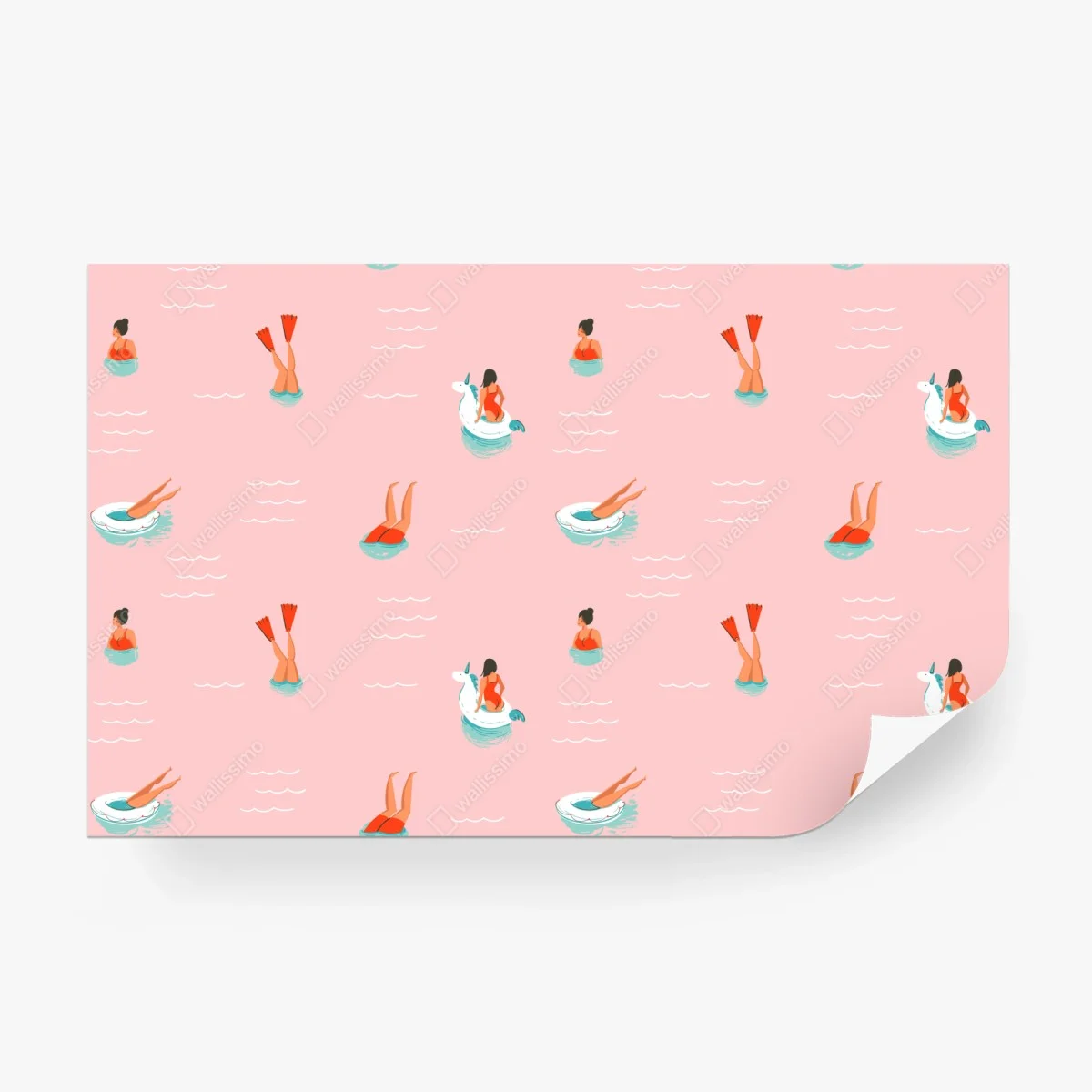 Papier peint motif estival licorne et nageuses sur fond rose – Wallnifity® Papier peint motif estival licorne et nageuses sur fond rose – Wallnifity®