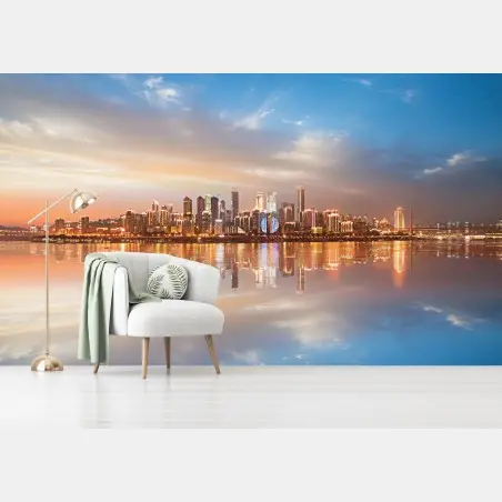 Papier peint panorama urbain au coucher du soleil – Wallnifity®