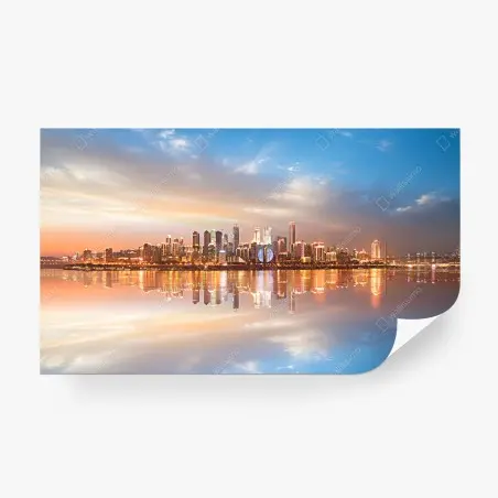 Papier peint panorama urbain au coucher du soleil – Wallnifity®