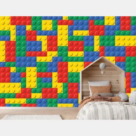 Papier peint motif de briques colorées pour décoration murale – Wallnifity®