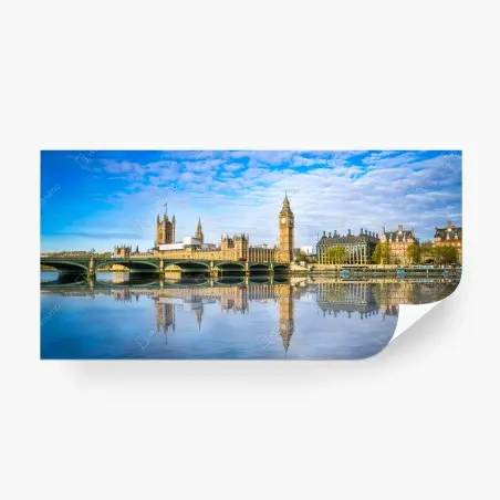 Papier peint reflets matinaux de Big Ben et du Palais de Westminster à Londres sur la Tamise – Wallnifity®