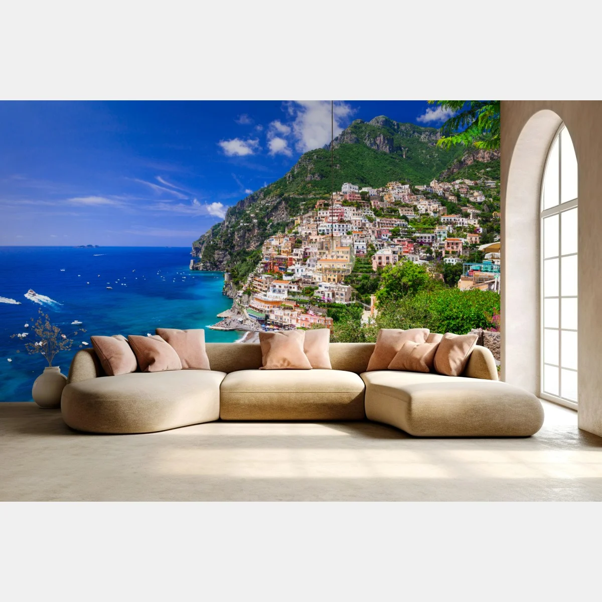 Papier peint vue panoramique de Positano au bord de la mer – Wallnifity® Papier peint vue panoramique de Positano au bord de la mer – Wallnifity®