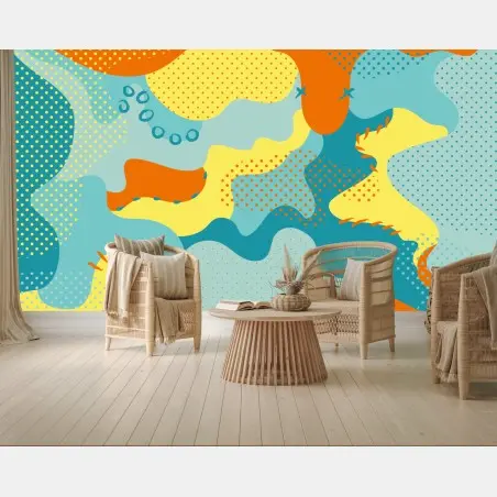 Papier peint composition abstraite colorée d'inspiration pop – Wallnifity®