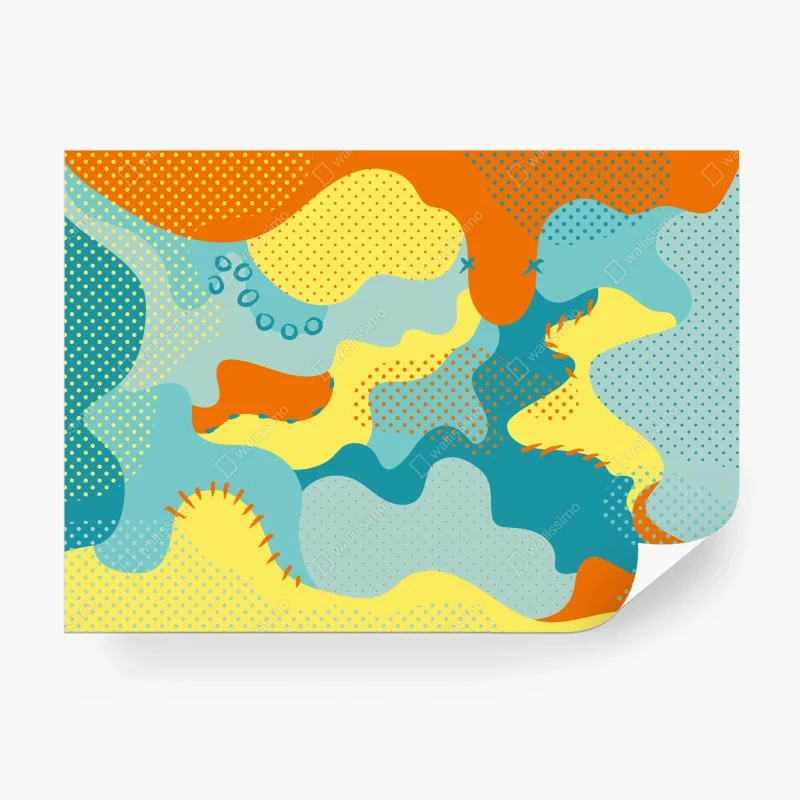 Papier peint composition abstraite colorée d'inspiration pop – Wallnifity®