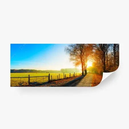 Papier peint route campagnarde au lever du soleil doré – Wallnifity®