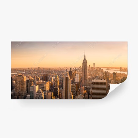 Papier peint panorama doré de New York au coucher du soleil – Wallnifity®