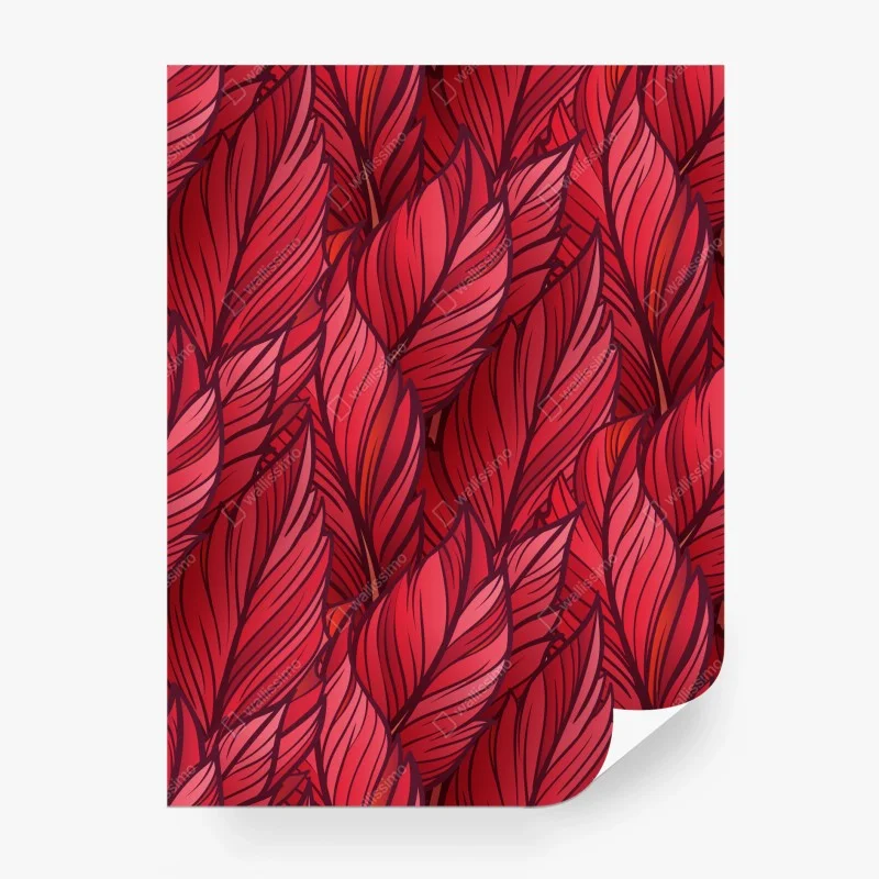 Papier peint motif de grandes feuilles rouges stylisées – Wallnifity® Papier peint motif de grandes feuilles rouges stylisées – Wallnifity®