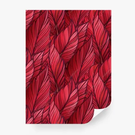 Papier peint motif de grandes feuilles rouges stylisées – Wallnifity®