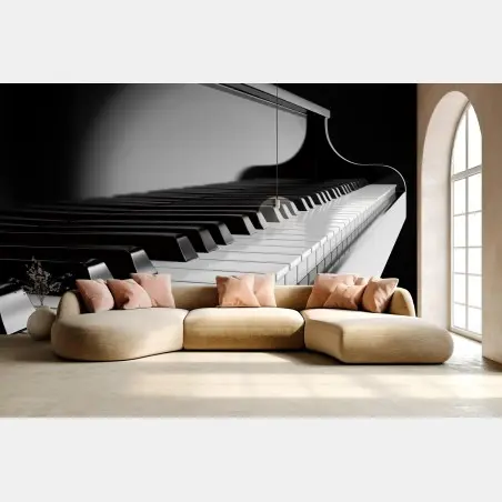 Papier peint élégance du piano en noir et blanc – Wallnifity®