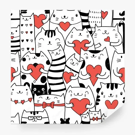 Papier peint motif chats et cœurs mignons – Wallnifity®