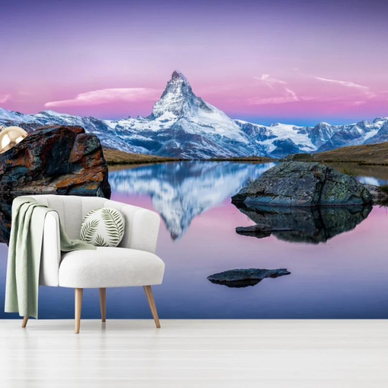 Papier peint reflets du Cervin au crépuscule – Wallnifity® Papier peint reflets du Cervin au crépuscule – Wallnifity®