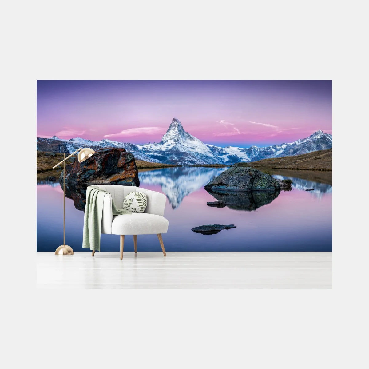 Papier peint reflets du Cervin au crépuscule – Wallnifity® Papier peint reflets du Cervin au crépuscule – Wallnifity®