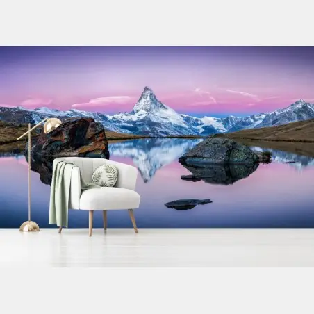 Papier peint reflets du Cervin au crépuscule – Wallnifity®