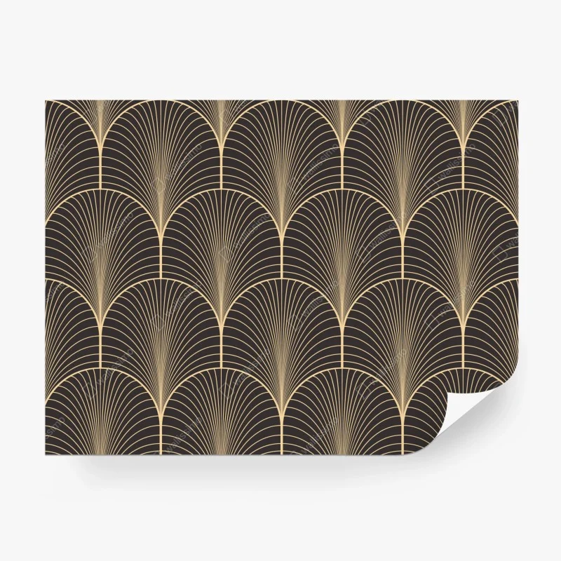 Papier peint motif art déco doré sur fond noir – Wallnifity® Papier peint motif art déco doré sur fond noir – Wallnifity®