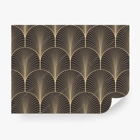 Papier peint motif art déco doré sur fond noir – Wallnifity®