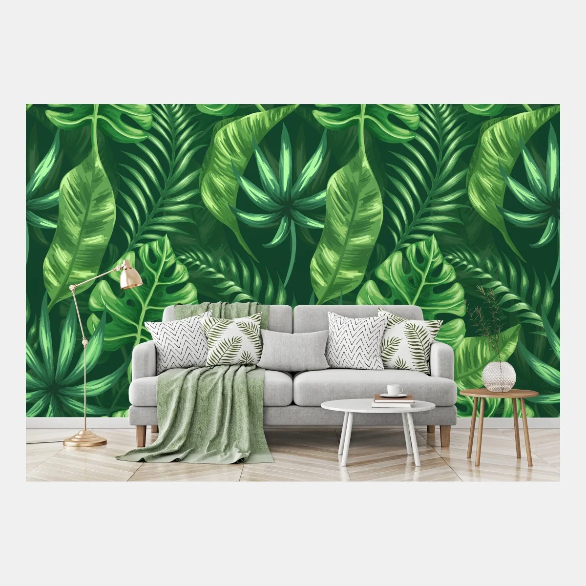 Papier peint motif tropical de feuilles vertes – Wallnifity® Papier peint motif tropical de feuilles vertes – Wallnifity®
