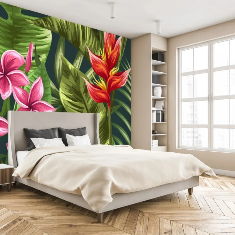 Papier peint paradis floral tropical en aquarelle – Wallnifity® Papier peint paradis floral tropical en aquarelle – Wallnifity®
