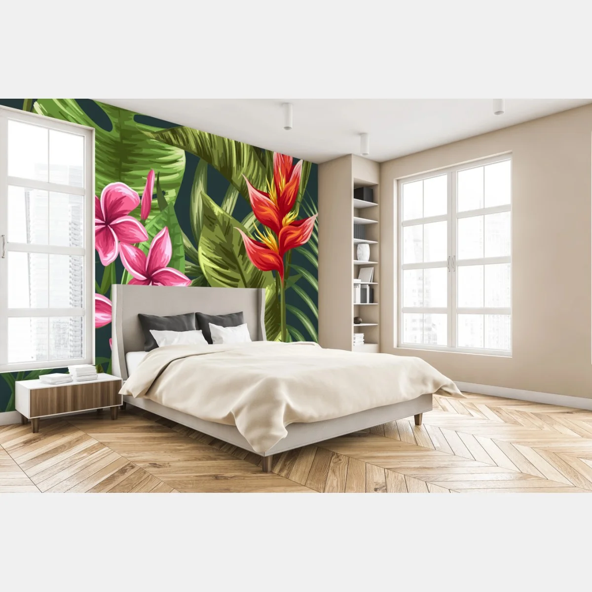 Papier peint paradis floral tropical en aquarelle – Wallnifity® Papier peint paradis floral tropical en aquarelle – Wallnifity®