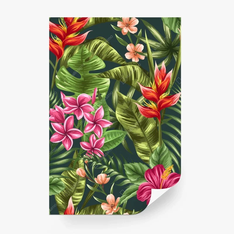 Papier peint paradis floral tropical en aquarelle – Wallnifity® Papier peint paradis floral tropical en aquarelle – Wallnifity®