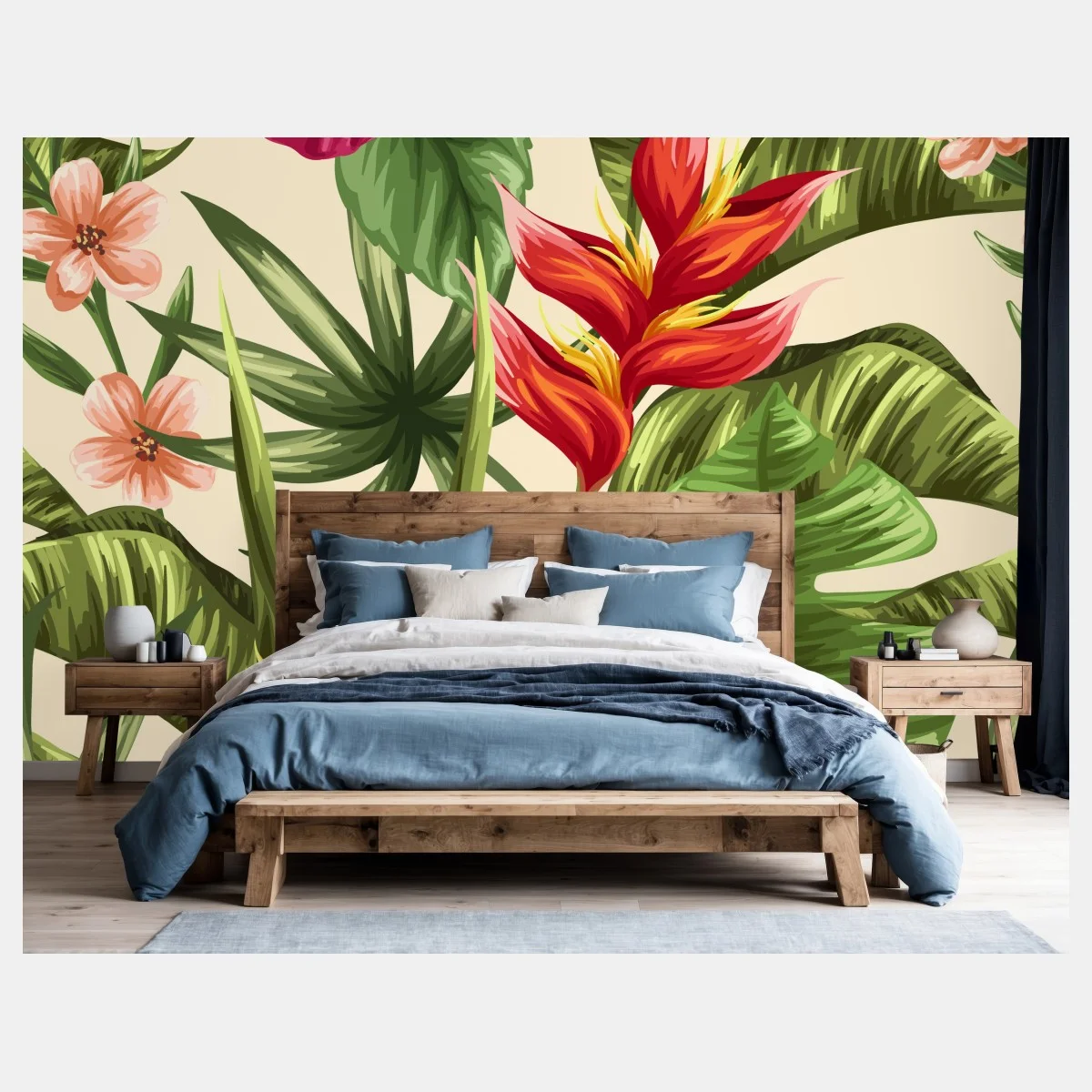 Papier peint motif tropical floral coloré – Wallnifity® Papier peint motif tropical floral coloré – Wallnifity®