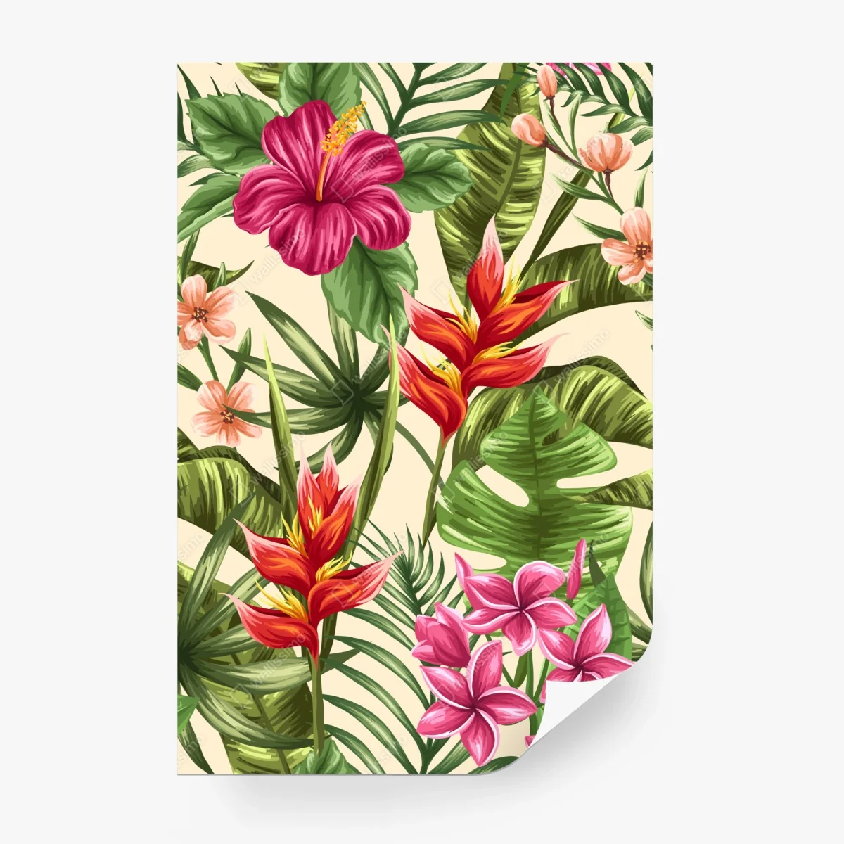 Papier peint motif tropical floral coloré – Wallnifity® Papier peint motif tropical floral coloré – Wallnifity®