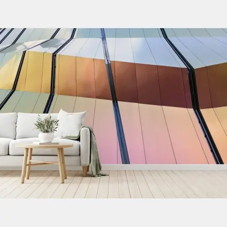 Papier peint façade moderne aux reflets irisés – Wallnifity®