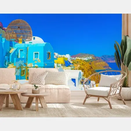 Papier peint vue picturale d'Oia à Santorin – Wallnifity®