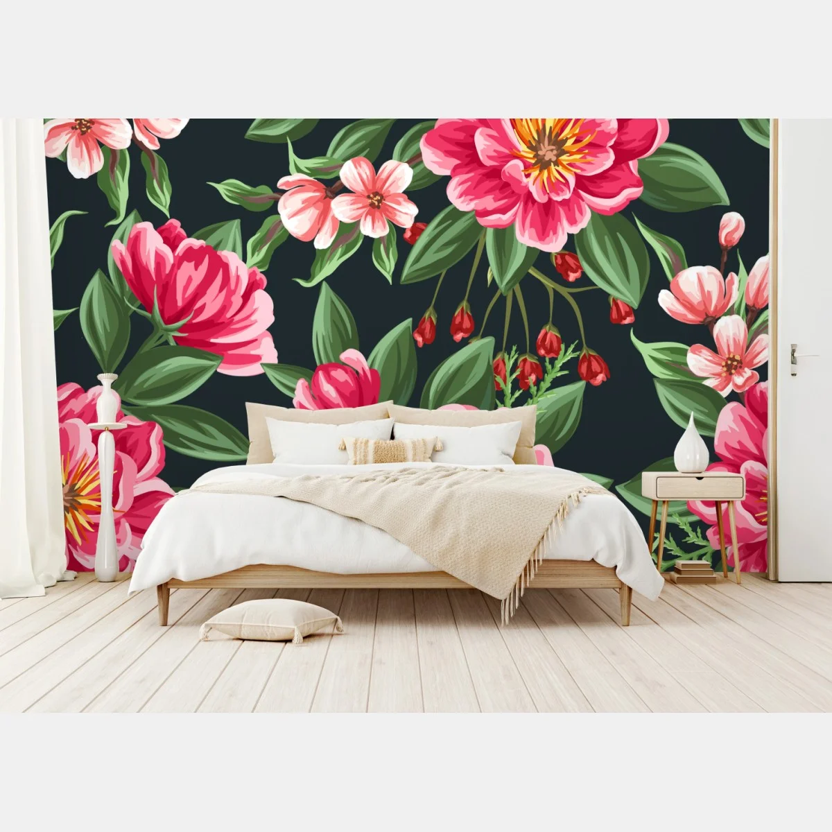 Papier peint motif floral aquarelle aux pivoines roses – Wallnifity® Papier peint motif floral aquarelle aux pivoines roses – Wallnifity®