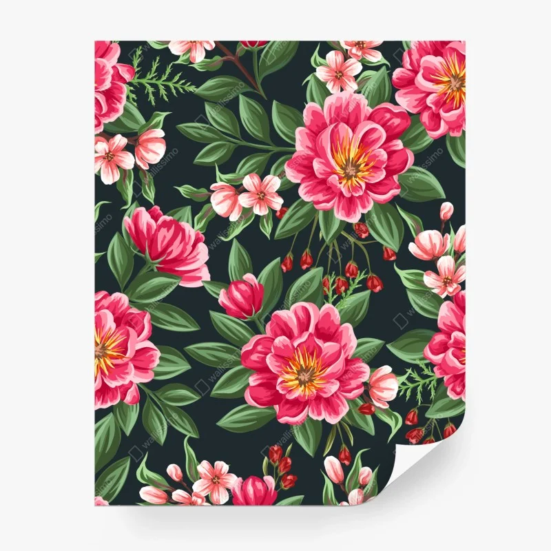 Papier peint motif floral aquarelle aux pivoines roses – Wallnifity® Papier peint motif floral aquarelle aux pivoines roses – Wallnifity®