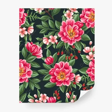 Papier peint motif floral aquarelle aux pivoines roses – Wallnifity®